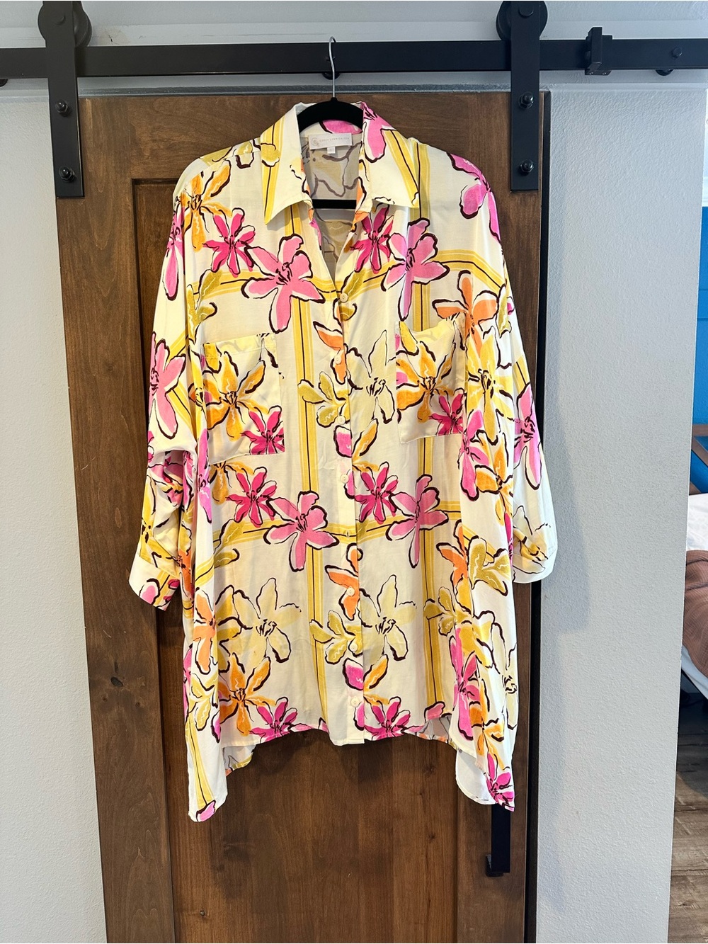 Corey Lynn Calter Floral Button-Down Dress in Pink, Yellow & Cream